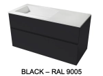 Meuble avec vasque Solid-Surface, finition bois ou couleurs, deux tiroirs à onglet, Largeur 100, 120 et 140 cm, P. 45 cm, Hauteur 56 cm, Stock disponible, LIVRAISON OFFERTE